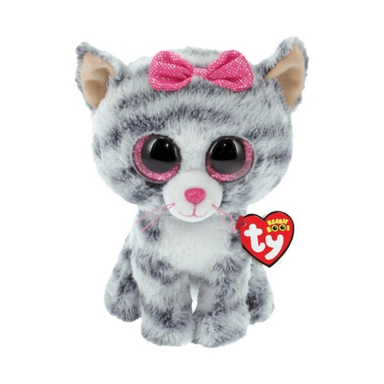 Picture of TY BEANIE BOO - KIKI THE CAT GREY PLUSH TOY (15cm) (1607-37190)