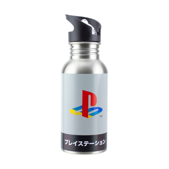 Picture of Paladone: Playstation - Heritage Metal Water Bottle (with Straw) (480ml) (PP8977PS)