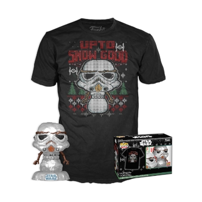 Picture of Funko Pop! & Tee (Adult): Star Wars - Holiday Stormtrooper (Metallic) Vinyl Figure & T-Shirt (M)