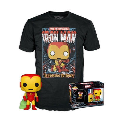 Picture of Funko Pop! & Tee (Adult): Marvel - Holiday Iron Man (Glows in the Dark) Vinyl Figure & T-Shirt (S)