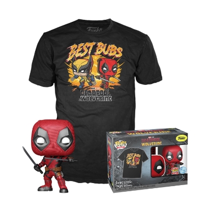 Picture of Funko Pop! & Tees (Adult): Deadpool & Wolverine - Deadpool & Wolverine Best Bubs Bobble-Head Vinyl Figure and T-Shirt (L)
