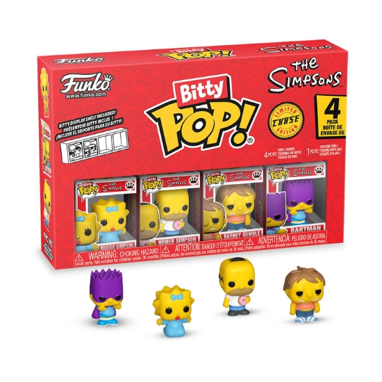 Picture of Funko Bitty Pop! 4-Pack: The Simpsons - Maggie Simpson, Homer Simpson, Barney Gumble, Bartman Vinyl Figures