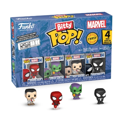 Picture of Funko Bitty Pop! 4-Pack: Spider-Man - Spider-Man, Green Goblin, J. Jonah Jameson, Spiderman Symbiote Suit Vinyl Figures