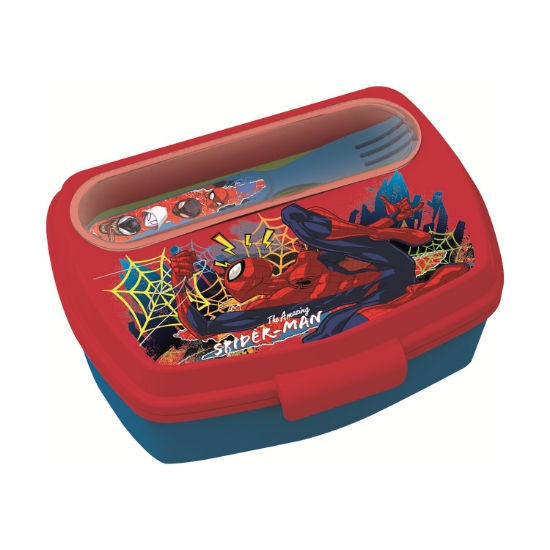 Picture of Stor: Marvel Spiderman Moving Target - Funny Sandwich Box With Cutlery (83509)