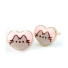 Picture of Carat Shop Pusheen - the Cat Pink Enamel and Gold Heart Stud Earrings (PTCE0104)