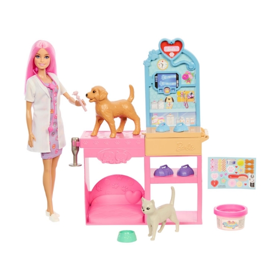 Picture of Mattel Barbie: You Can be Anything - Fast Cast Veterinarian Clinic Doll and Accessories (JFX93)