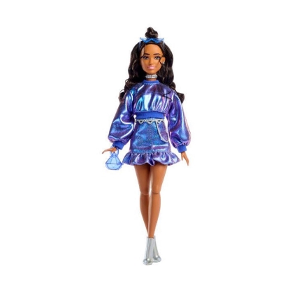 Picture of Mattel Barbie: Deluxe Style - Metallic Blue Dress with Brown Hair Doll (JFP42)