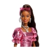 Picture of Mattel Barbie: Deluxe Style - Metallic Pink Dress Brown Hair with Dark Skin Doll (JFP41)
