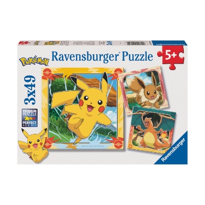 Picture of Ravensburger Puzzle: Pokemon - Pikachu, Charizard and Eevee! (3x49 pcs) (12004062)