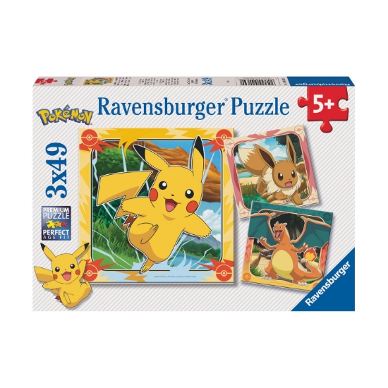 Picture of Ravensburger Puzzle: Pokemon - Pikachu, Charizard and Eevee! (3x49 pcs) (12004062)