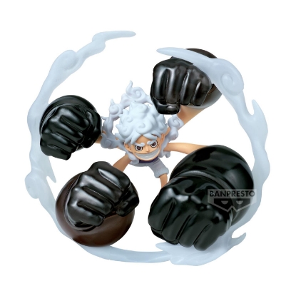 Picture of Banpresto World Collectable Figure: One Piece - Monkey D.Luffy (Gear5GumGum Dawn Gatling0 Statue (12cm) (69652)